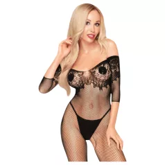   Penthouse High Profil - kombinezon erotyczny carmen z kwiatowym wzorem - czarny - XL