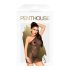 Penthouse Bombshell - błyszcząca, przejrzysta sukienka i stringi (czarne) - M/L