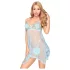 Penthouse Naughty Doll - koronkowa sukienka i stringi - niebieski - M/L