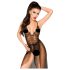 Penthouse Best Forplay - koronkowe body z tiulowym szalem (czarne) - M/L