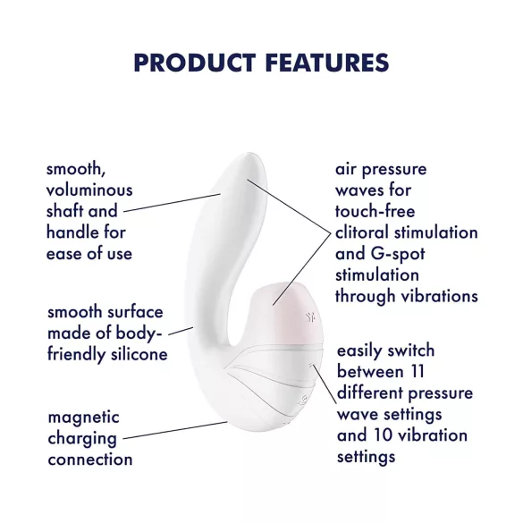 Satisfyer Supernova - wibrator 2w1 z falą powietrzną akumulatorowy biały