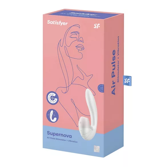 Satisfyer Supernova - wibrator 2w1 z falą powietrzną akumulatorowy biały