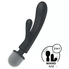   Satisfyer Triple Lover - wibrator do punktu G i masażu - silikon srebrny