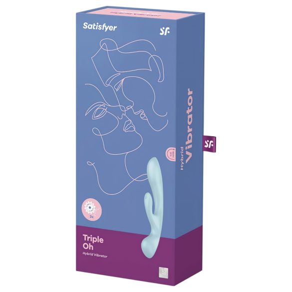 Satisfyer Triple Oh - wibrujący pierścień na penisa z łechtaczką (niebieski)