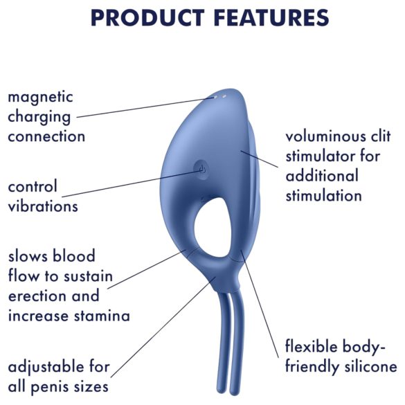 Satisfyer Swordsman - pierścień wibracyjny na penisa - akumulator - niebieski