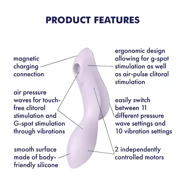 Satisfyer Curvy Trinity 2 - wibrator 2w1 z falami powietrza - fioletowy