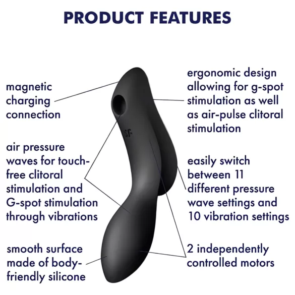 Satisfyer Curvy Trinity 2 - wibrator 2w1 z falami powietrza - czarny