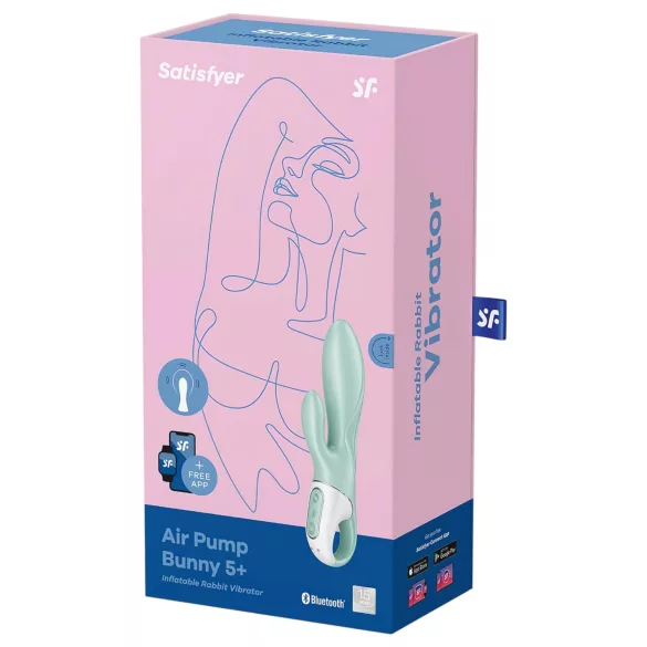 Satisfyer Air Pump Bunny 5 - wibrująca, pompowana zabawka sterowana aplikacją (miętowa)