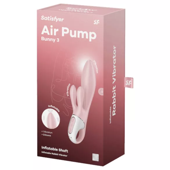 Satisfyer Air Pump Bunny 3 - wibrujący stymulator powietrzny - silikon różowy