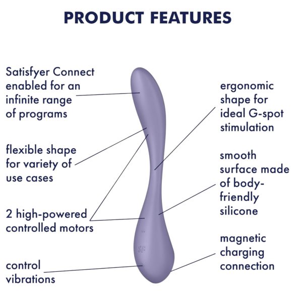 Satisfyer - wibrator do punktu G - sterowanie smartfonem - fioletowy