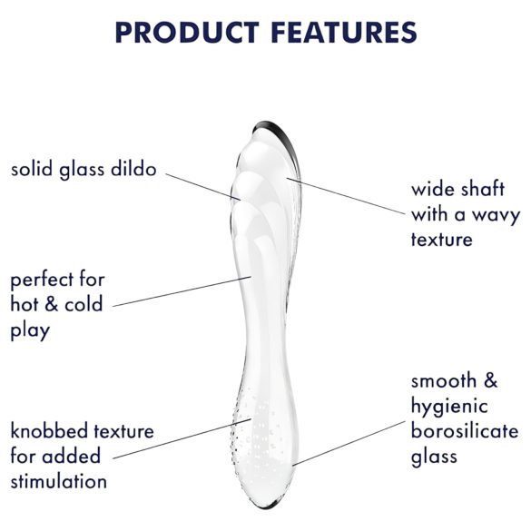 Satisfyer Dazzling Crystal 1 - szklany dildo dwustronny - przezroczysty