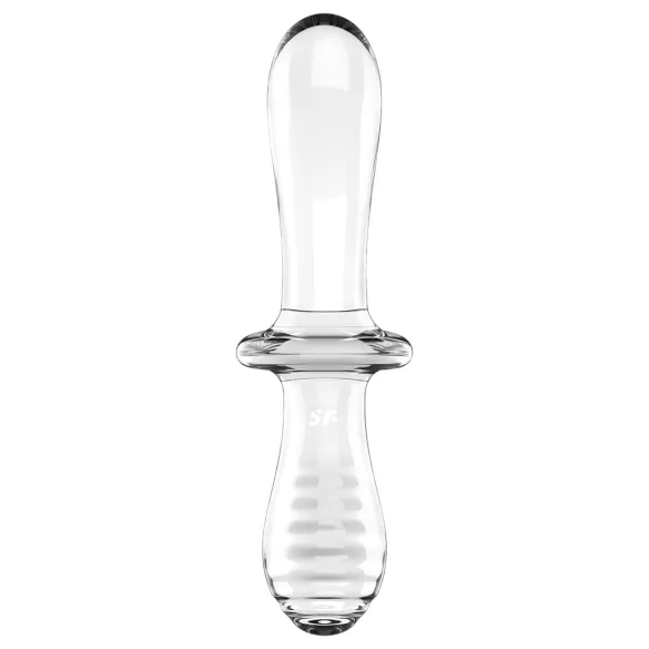 Satisfyer Double Crystal - dilda szklana dwustronna - przezroczysta