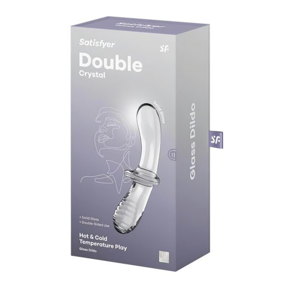 Satisfyer Double Crystal - dilda szklana dwustronna - przezroczysta