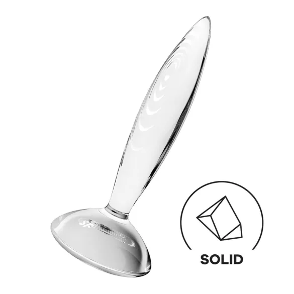 Satisfyer Sparkling Crystal - szklany dildo żebrowany - przezroczysty