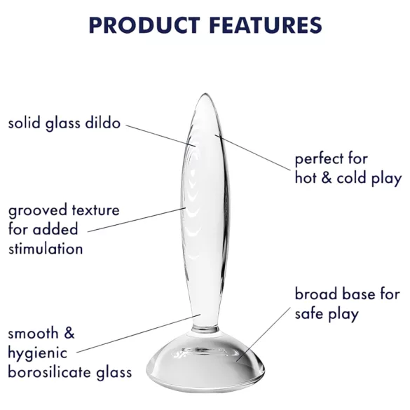 Satisfyer Sparkling Crystal - szklany dildo żebrowany - przezroczysty