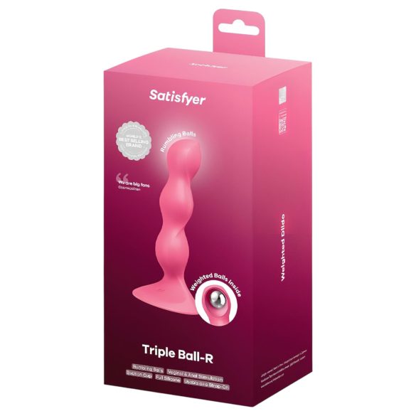 Satisfyer Triple Ball-R - wibrujące kulki analne - perełki - silikon - różowy