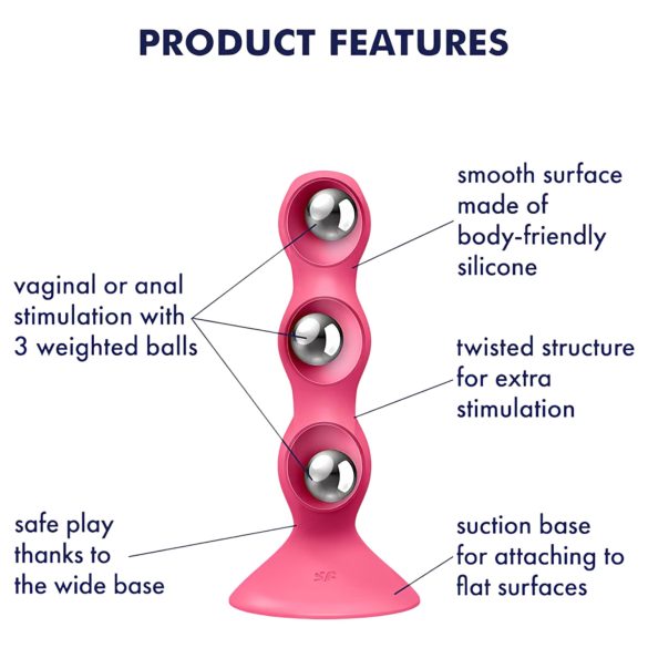 Satisfyer Triple Ball-R - wibrujące kulki analne - perełki - silikon - różowy