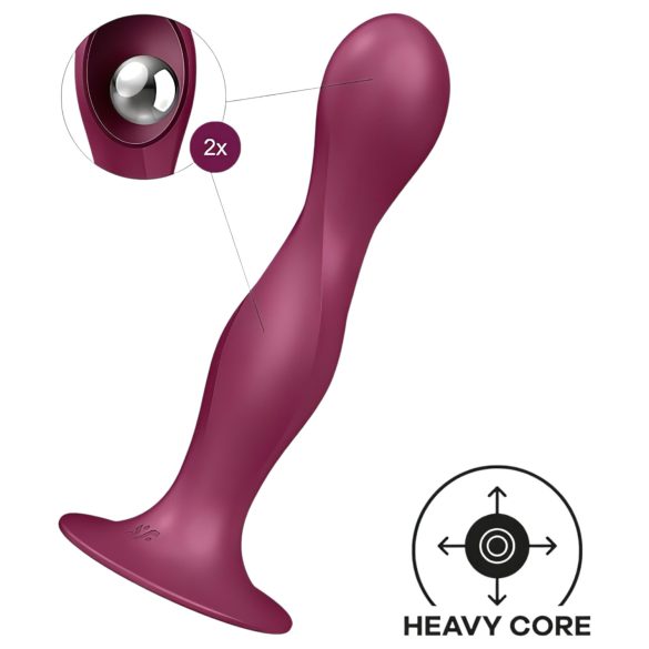 Satisfyer Double Ball-R - dildo z przyssawką - wagowy - czerwony