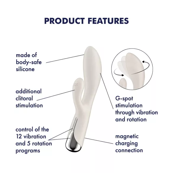 Satisfyer Spinning Rabbit 1 - wibrator króliczek z obrotową łechtaczką - beżowy