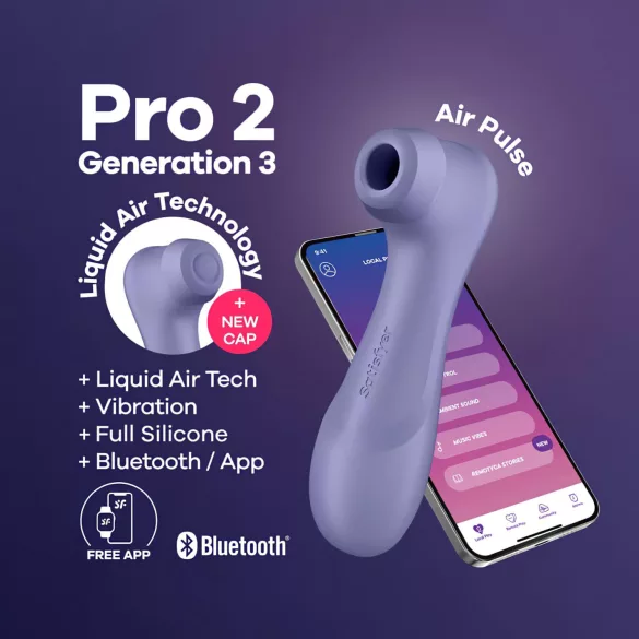 Satisfyer Pro 2 Gen3 - sterowany aplikacją stymulator łechtaczki z falami powietrza (fioletowy)