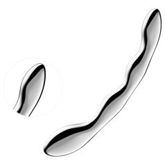 Satisfyer Cosmic Crest 2 - stalowy dildo falowany - srebrny