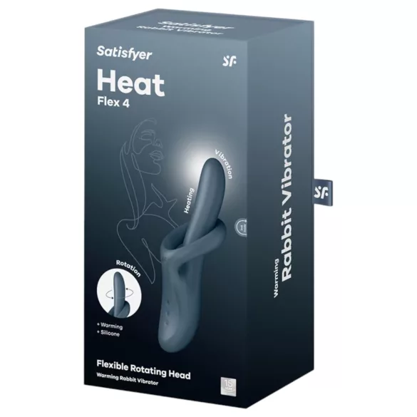 Satisfyer Heat Flex 4 - wibrator z ogrzewaniem i stymulatorem łechtaczki - szary