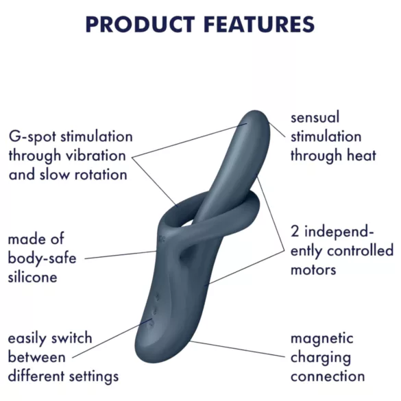 Satisfyer Heat Flex 4 - wibrator z ogrzewaniem i stymulatorem łechtaczki - szary