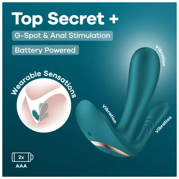 Satisfyer Top Secret+ - 3-ramienny, noszony w majtkach wibrator (zielony)