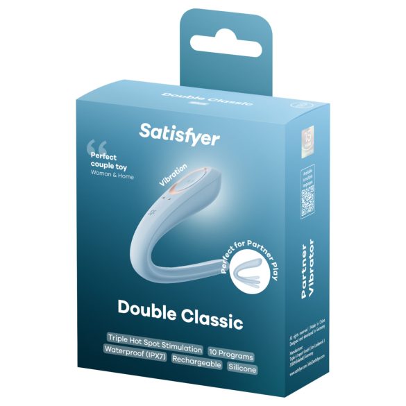 Satisfyer Double Classic - wibrator dla par (niebieski)