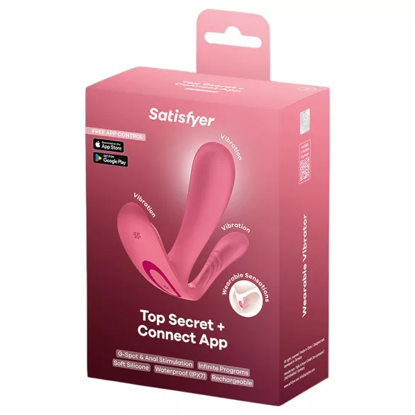 Satisfyer Top Secret+ - noszony wibrátor punktu G i analny (różowy)