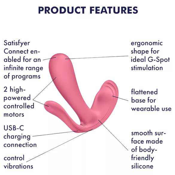 Satisfyer Top Secret+ - noszony wibrátor punktu G i analny (różowy)
