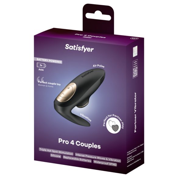 Satisfyer Pro 4 Couples - wibrator dla par z falami powietrza - czarny