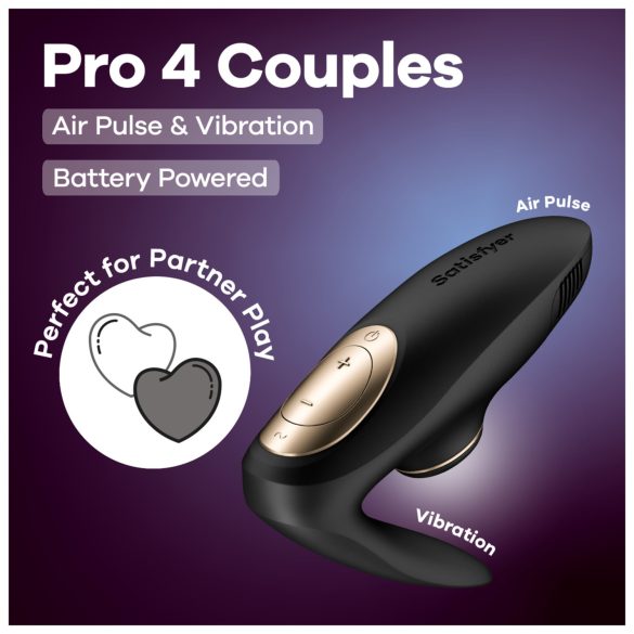 Satisfyer Pro 4 Couples - wibrator dla par z falami powietrza - czarny