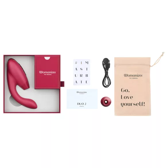 Womanizer Duo 2 - wibrator 2w1 do punktu G i łechtaczki - czerwony