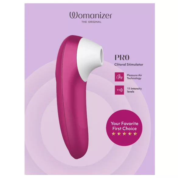 Womanizer Pro - stymulator łechtaczki na fale powietrzne (różowy)