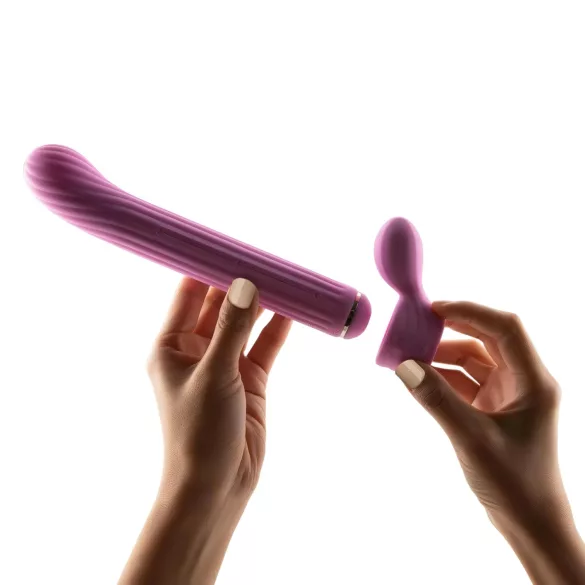 Magic Stick - wibrator z wymiennymi nakładkami (różowy)