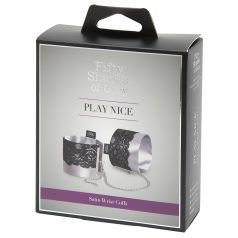 Fifty Shades of Grey - kajdanki satynowe - srebrne