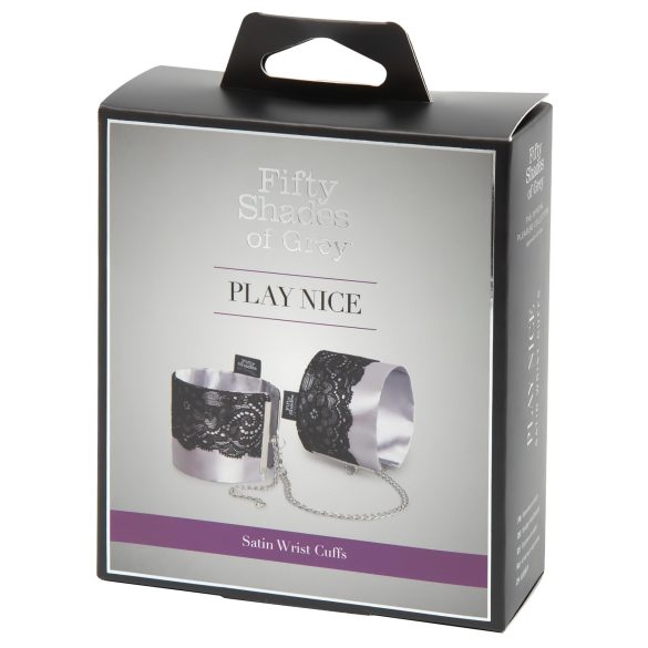 Fifty Shades of Grey - kajdanki satynowe - srebrne