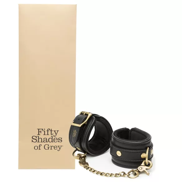 Fifty Shades of Grey - kajdanki na nadgarstki - skóra - czarne