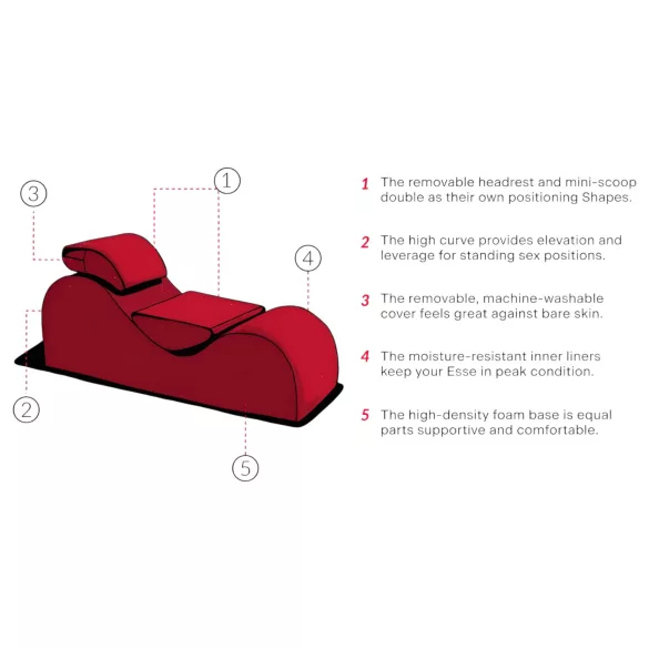 Liberator Esse Lounger - fotel tantra regulowany - 3-częściowy - czerwony