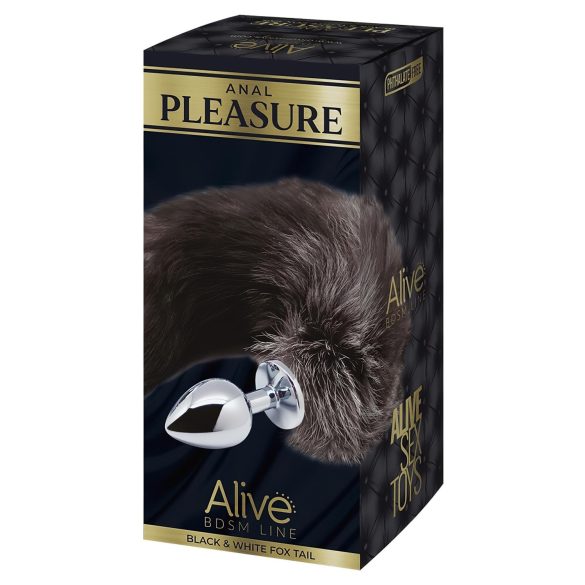 Alive Anal Pleasure - korek analny z ogonem lisa - średni - srebrny