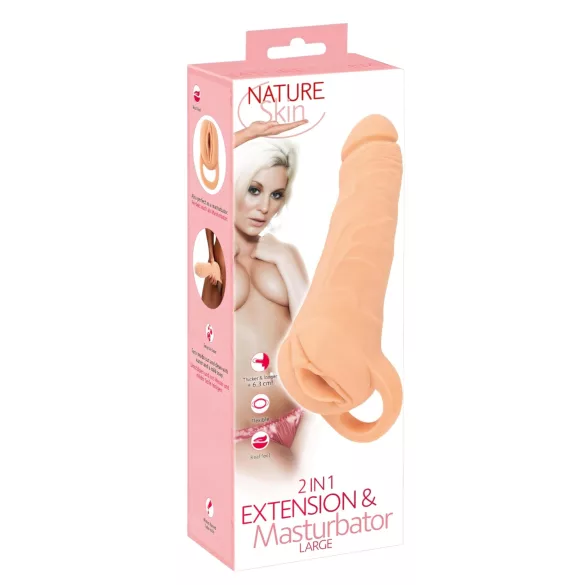 Nature Skin - masturbator i nakładka na penisa - 23 cm - kolor naturalny