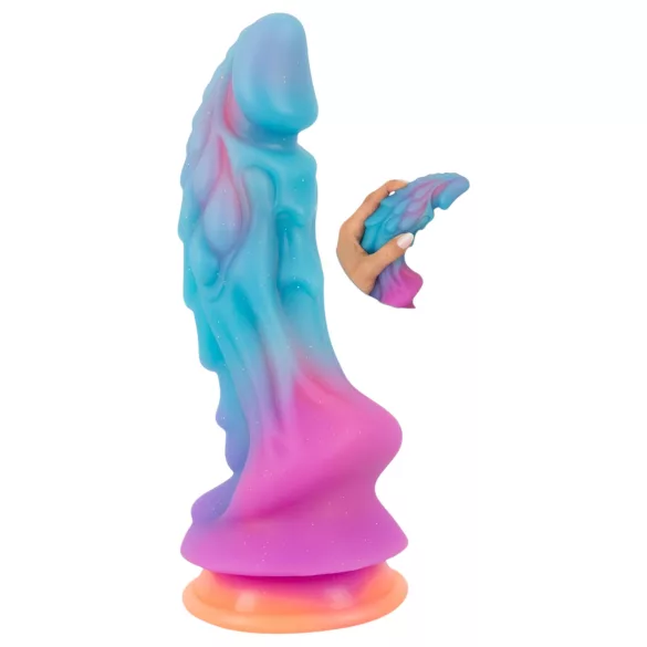 Beasty Cocks - dildo silikonowe kosmiczne - niebiesko-pomarańczowy