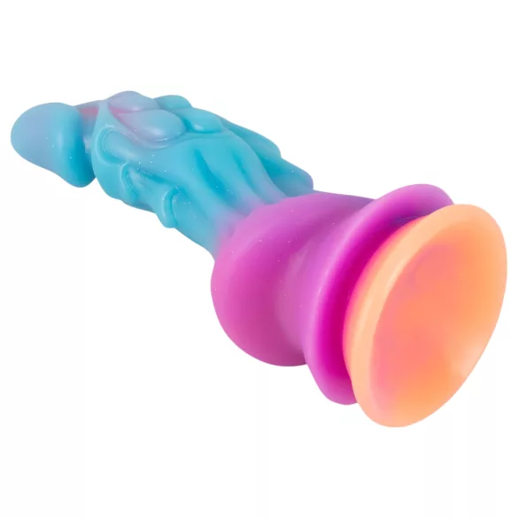 Beasty Cocks - dildo silikonowe kosmiczne - niebiesko-pomarańczowy