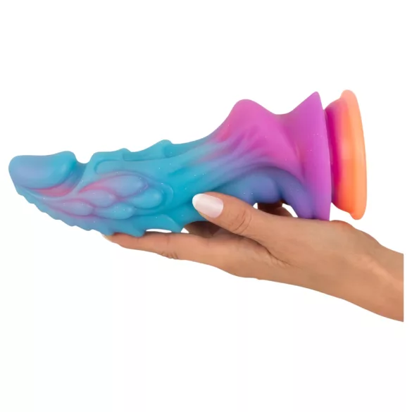 Beasty Cocks - dildo silikonowe kosmiczne - niebiesko-pomarańczowy