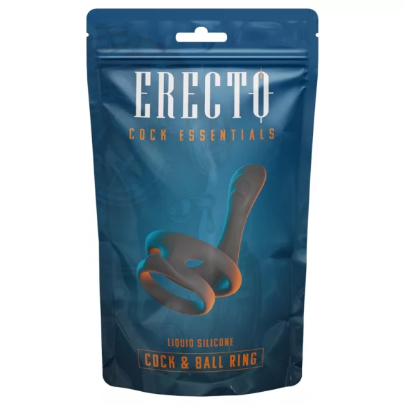 Erecto - pierścień na penisa i jądra - czarny