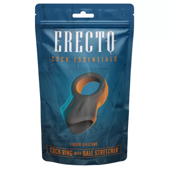 Erecto - pierścień na penisa z uchwytem na jądra - czarny