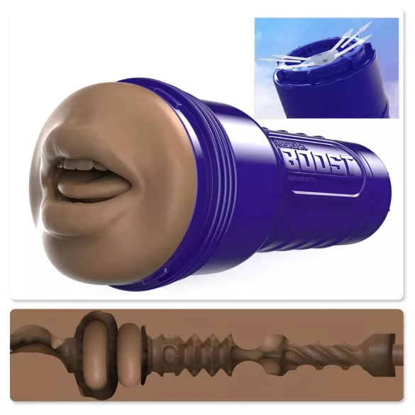 Fleshlight Boost Blow - masturbator usta realistyczny - brązowy