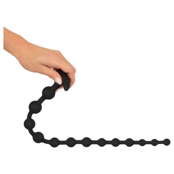 Black Velvets - korek analny z koralikami - czarny