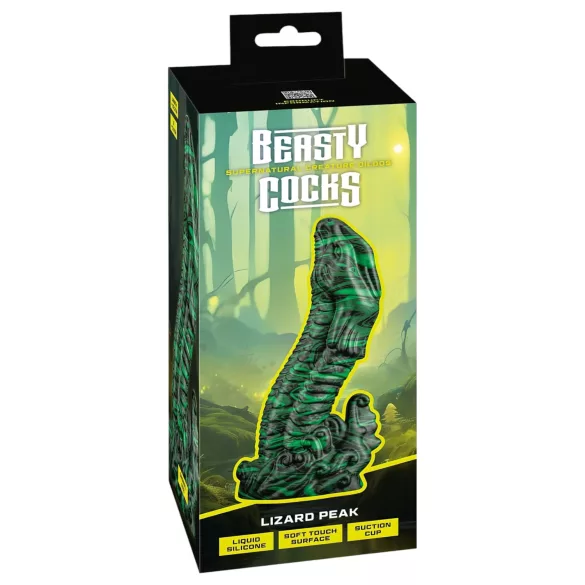 Beasty Cocks Lizard Peak - dildo penisza jaszczurki - silikon zielono-czarny